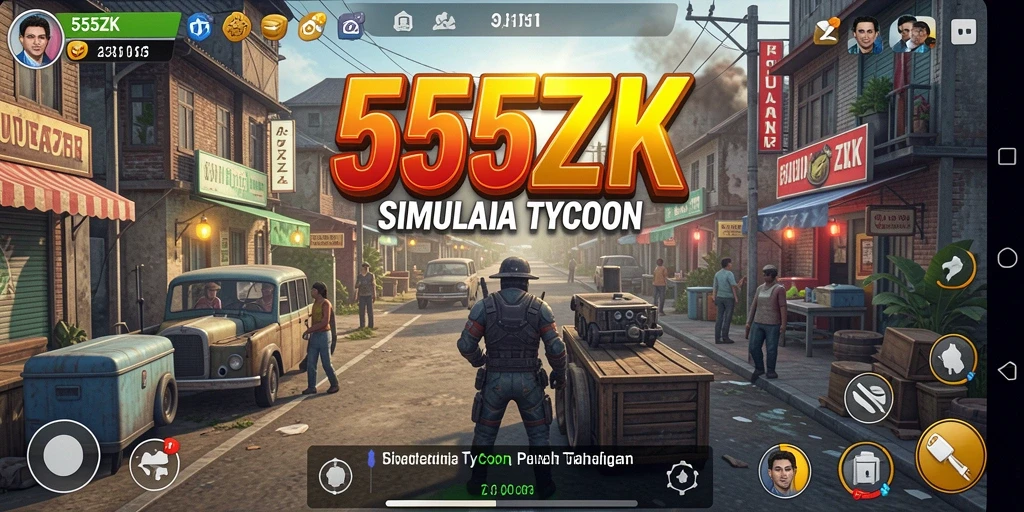Tampilan gameplay <strong>555ZK</strong> yang seru dan menantang dalam membangun bisnis.