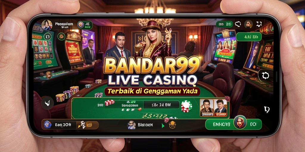 Screenshot menunjukkan dealer langsung dan suasana kasino yang menyenangkan.