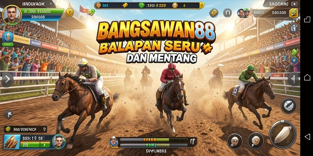 Gameplay BANGSAWAN88 dengan balapan yang menegangkan dan memukau.