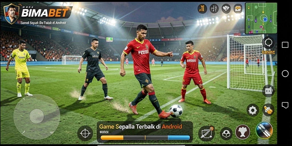 Tampilan screenshot gameplay BIMABET menampilkan aksi seru di lapangan sepak bola.