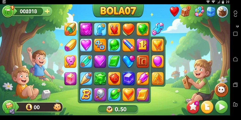 Gameplay BOLA07 dengan kombinasi bola berwarna yang menantang.