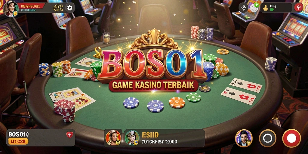 Screenshot gameplay BOS01 menampilkan suasana kasino yang mengasyikkan dan interaktif.