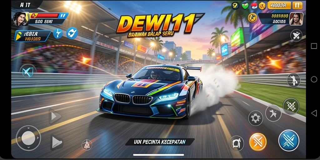 Tampilan Gameplay Seru di DEWI11 dengan Aksi Balap Mendebarkan.
