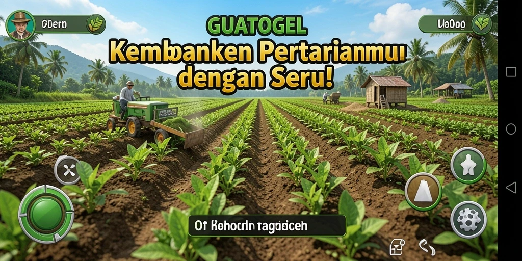 Tampilan screenshot gameplay GUATOGEL yang menunjukkan aksi bertani.