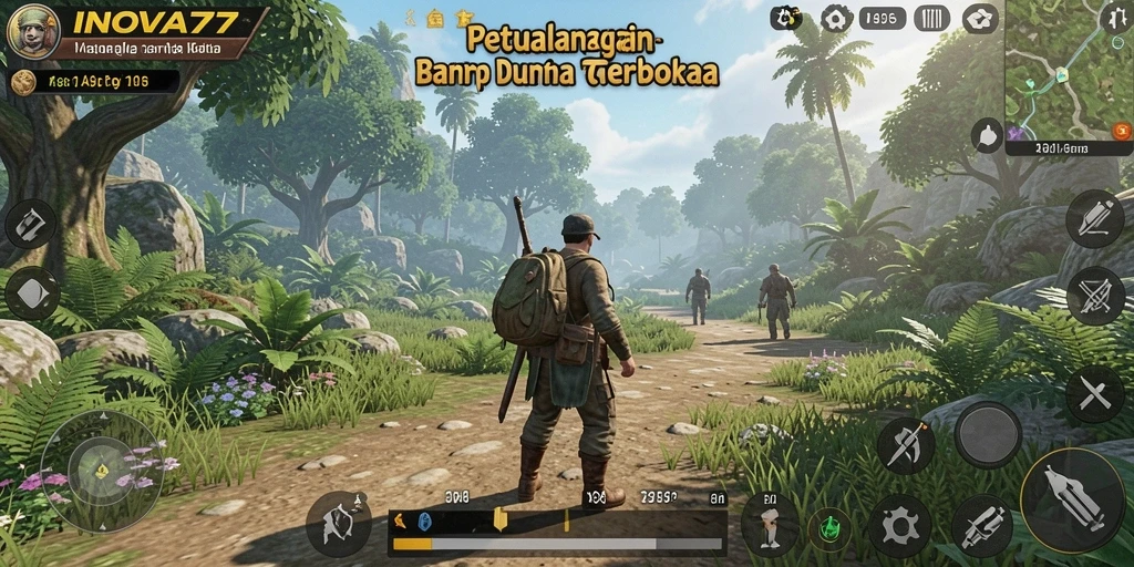 Tampilan gameplay INOVA77 dengan dunia yang luas dan detail.