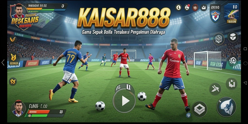 Tampilan gameplay <strong>KAISAR888</strong> menampilkan aksi sepak bola yang mendebarkan.