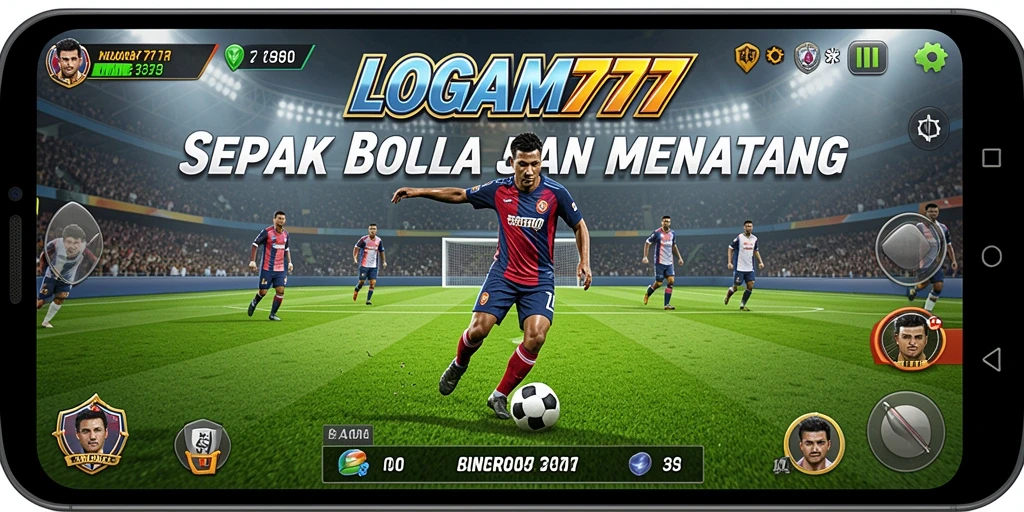 Tampilan gameplay menegangkan dengan aksi pertandingan sepak bola.