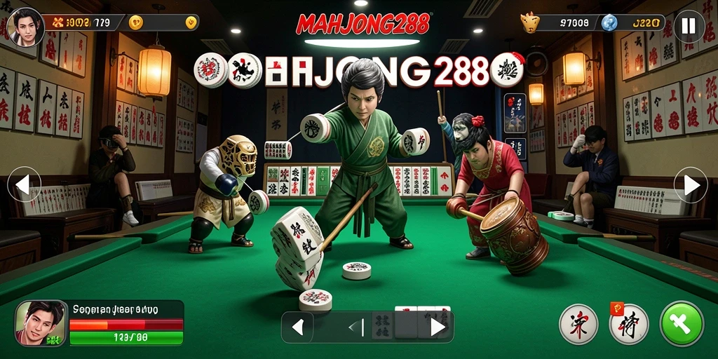 Screenshot utama dari gameplay <strong>MAHJONG288</strong> yang menunjukkan keseruan dalam permainan olahraga.