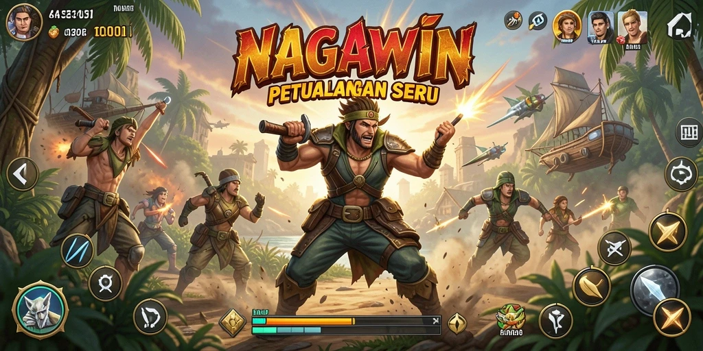 Screenshot gameplay NAGAWIN menampilkan aksi seru dan intens.