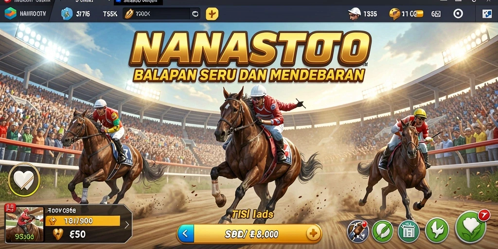 Screenshot NANASTOTO menampilkan aksi balapan yang mendebarkan.