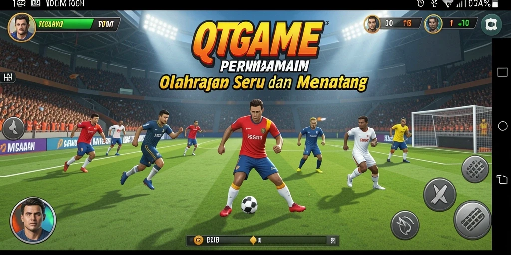 Tangkapan layar QTGAME menampilkan aksi seru dalam gameplay olahraga.