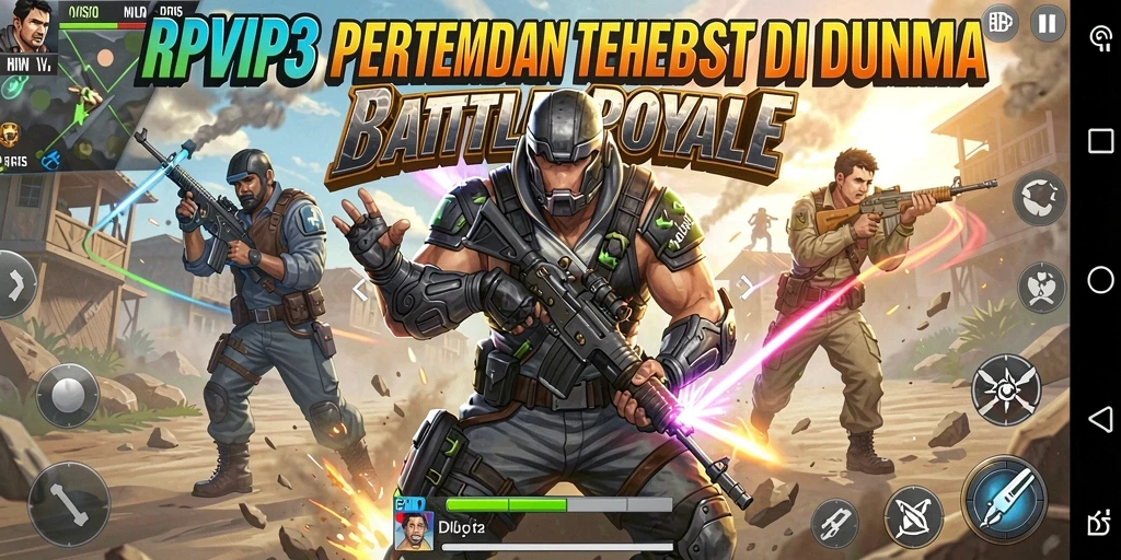 Tampilan gameplay seru RPVIP3 dalam pertempuran Battle Royale.