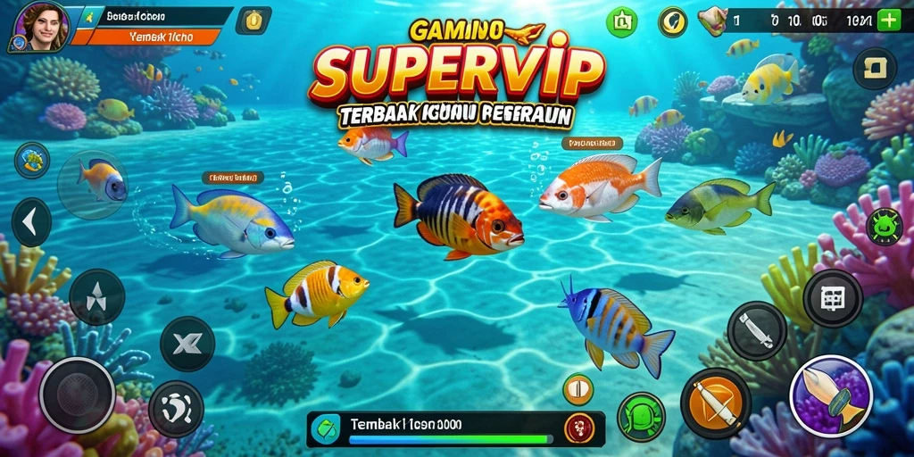 Screenshot gameplay <strong>SUPERVIP</strong> menampilkan aksi tembak ikan yang seru.